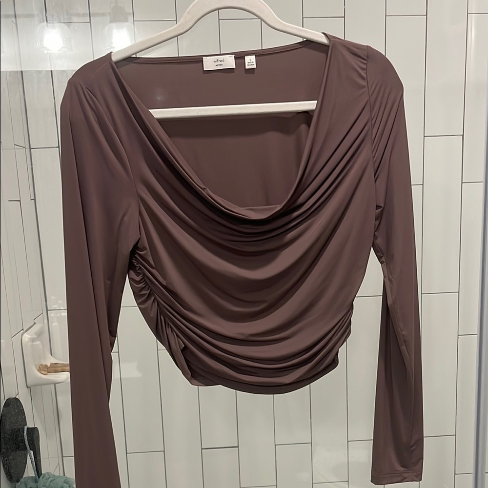 Aritzia Women's Brown Drape Top